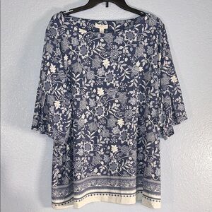Charter Club Floral Blue and White Women's Top. Size 3X. NWT.